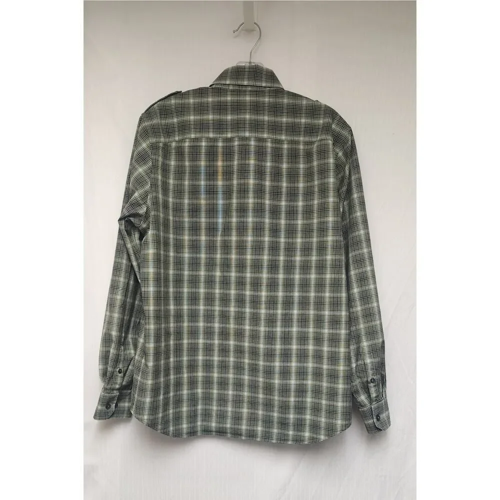 Banana Republic Button Down Slim Fit Mens Multi Green Plaid Shirt Sz M 15-15.5